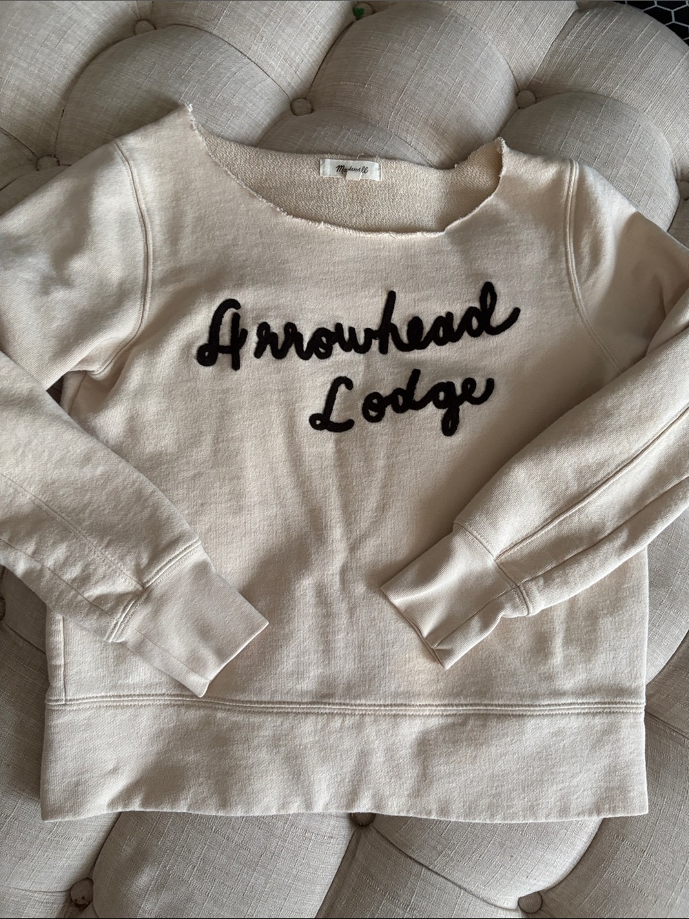 Madewell Cream Crewneck Sweatshirt with Black Script